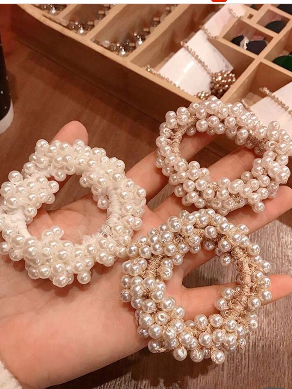 Pearl Beaded Hair Ties - Set of 3